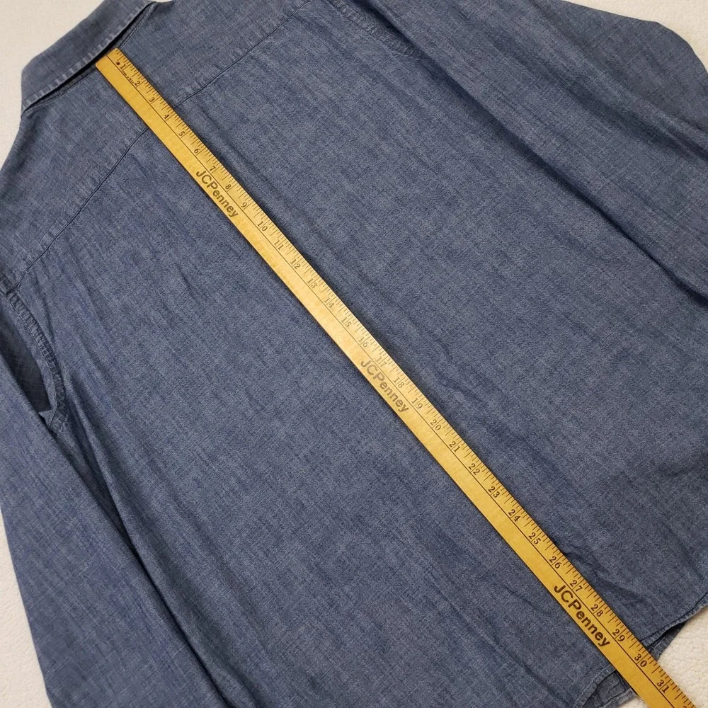 Banana Republic Button Up Shirt Men XL Blue Nepped Chambray Cotton Casual 124076